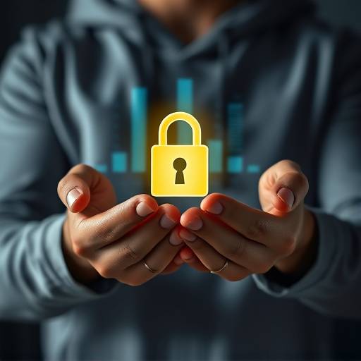Imagen que representa una persona protegiendo una caja fuerte con las manos, simbolizando la seguridad de los datos.